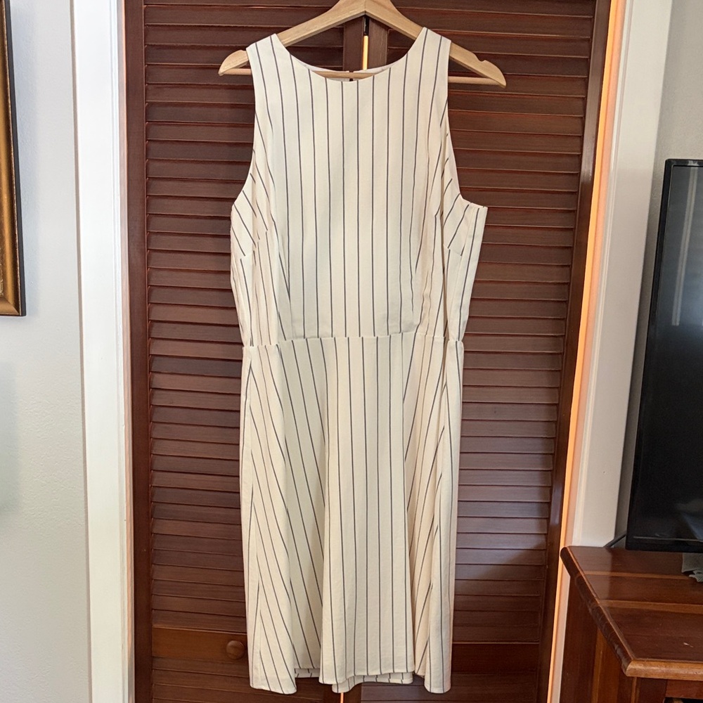 a new day Cream Sleeveless Pinstripe Midi Dress